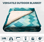 Outdoor Camping Blanket with Sherpa Lining, Extra Warm Thick Camp Blankets and Puffy Ultralight Soft Poncho DWR Camping Quilt for Cold Weather, Adventure, Sleeping, Backpacking 78"x 56"