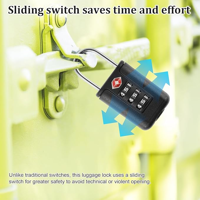 6 Pack Luggage Locks TSA Approved 3 Digit Travel Combination Portable Small Padlocks Stainless Steel TSA Accepted Toolbox Locks for Travel Bag Suitcase Lockers
