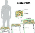 Small Folding Camping Table, 2ft Portable Picnic Table Aluminum 24" x 16" Folding Table, 3 Adjustable Heights Portable Lightweight Table Dining Table for RV, Picnic, Beach (Green Leaf)