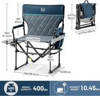 TIMBER RIDGE Aluminum Camping Directors Chair with Side Table Pocket, Portable Folding Heavy Duty Lawn Chair for Fishing Trip Picnic Concert Outdoor 400lbs, Navy 2 Pack