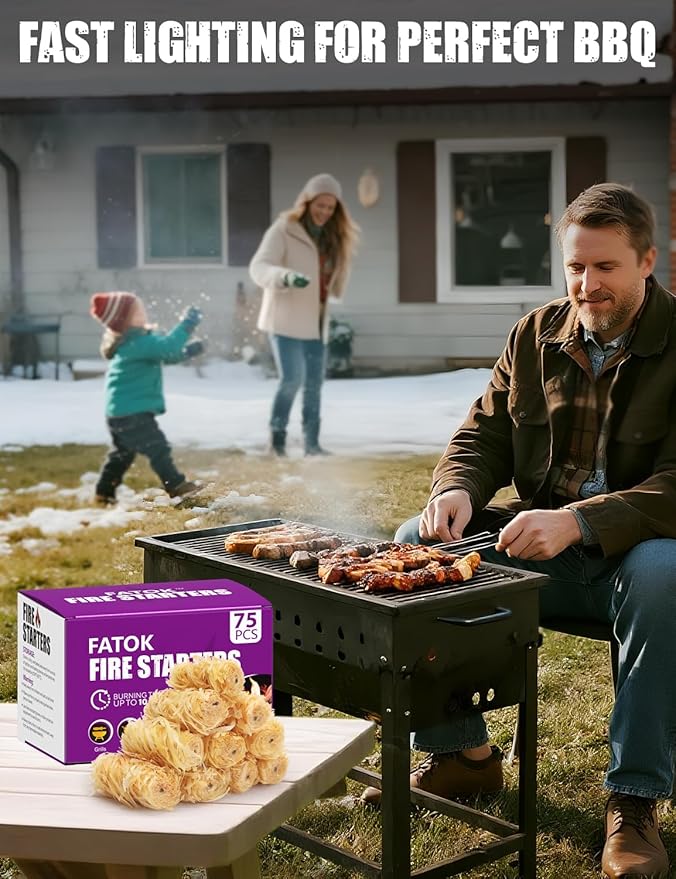 75pcs Fire Starter, Natural Tumbleweed Fire Starters for Campfires, Fireplace, Fire Pit, BBQ, Chimney, Pizza Oven, Pellet Stove & Wood, Charcoal Starter for Grill (75pcs)