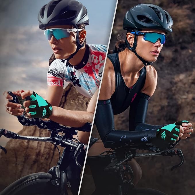 Bike Gloves for Men Women with Anti-Slip Shock-Absorbing Pad, Light Weight Half-Finger Cycling Gloves