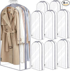 BALEINE 48'' Clear Garment Bags, 10.5'' Wide PEVA Suit Bag for Closet Clothes Dresses Suit Coats Storage (Clear, 9PK)