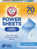 ARM & HAMMER Power Sheets Laundry Detergent, Fresh Breeze Scent, No Mess, Lightweight and Travel-Friendly, 35 Count, Up to 70 Small Loads (Pack of 6)