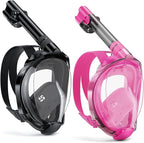 W WSTOO Full Face Snorkel Mask Adults,Suitable for Beginners Dry Top Snorkeling Gear,Can Your Mouth or Nose to Breathe,180 Degrees Panoramic View,Anti-Fog Anti-Leak,Summer Travel and Vacationing Gifts
