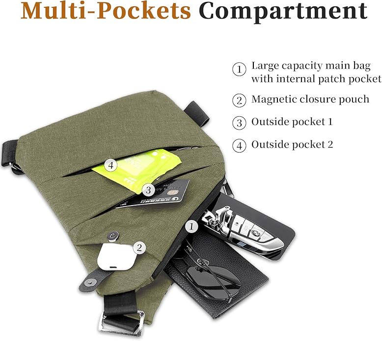 Anti Theft Crossbody Travel Bag for Women Men,Multi-pocket Crossbody Bag,Slim Sling Bag with Adjustable Strap