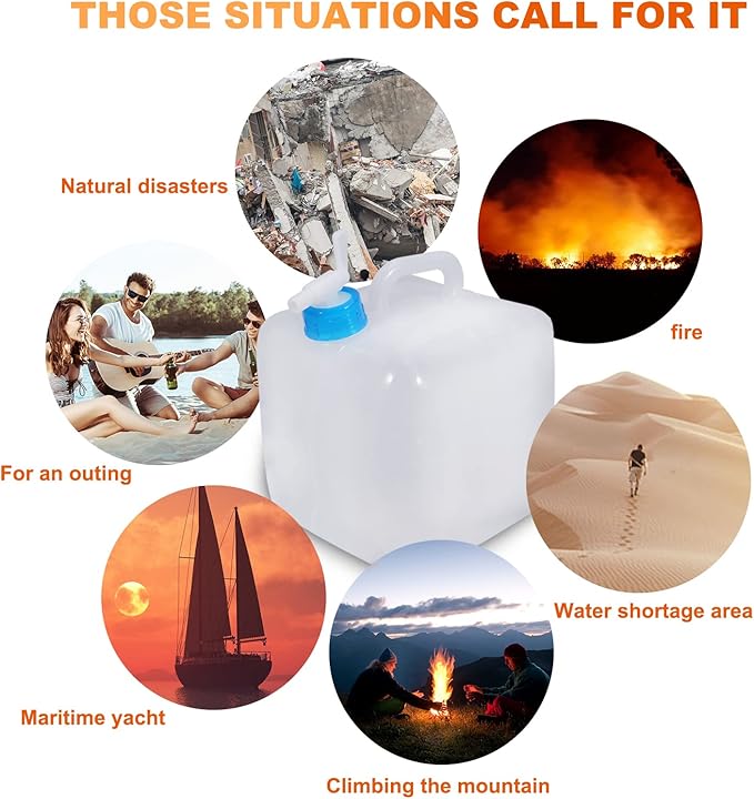 2 Pack Collapsible Water Container with Spigot 2.6 Gallon, Foldable Camping Water Storage Jug Portable Water Tank Canteen for Outdoor Hiking, Fishing, Emergency