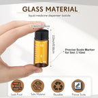 Baderke 4 Pcs Liquid Medicine Travel Container Scale Glass Liquid Containers Small Single Dose Medicine Bottles Dispenser and Leak-proof Plug Travel Essentials Accessories(Brown,10ml)