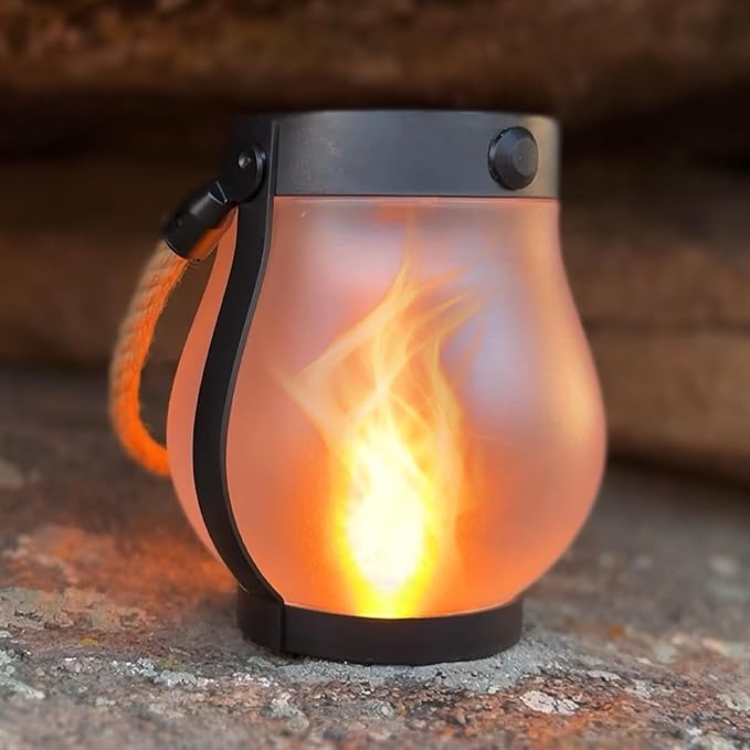 Schoolhouse Solar Lanterns Outdoor Waterproof - Realistic Flickering Flame, 3 Lighting Modes with Rope Handle Design, Waterproof & Solar-Powered for Patio, Garden, Porch, Tabletop Indoor Decor 1 Pack