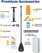 ZLX Inflatable Stand Up Paddle Board, 10'6" SUP Non-Slip Stable Deck Pad, Unique Center Fin, Premium Accessories, Portable Paddleboard for Adults, Beginners, All Skill Levels