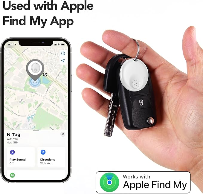 Air Tracker Tag, Smart Bluetooth5.3 Tracker, Item Finder Work with Apple Find My, Trakcer Tag Locator for Keys, Luggage, Backpack, Suitcase, 120dB Sound(White)