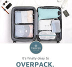 Large Packing Cube Set with See Through Mesh- Compression Packing Cubes Travel Organizers by TRIPPED Travel Gear (Dusty Teal)