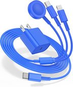 for Apple Watch Charger Fast Charging,3 in 1 Multi Chargers Cable with 20W USB C Charger, iWatch Charger Cord 6FT for iWatch Series Ultra 3/2/SE 3/11/10/9/8/7/6/5/iPhone17 15 16 Pro Max/14/13/12-Blue