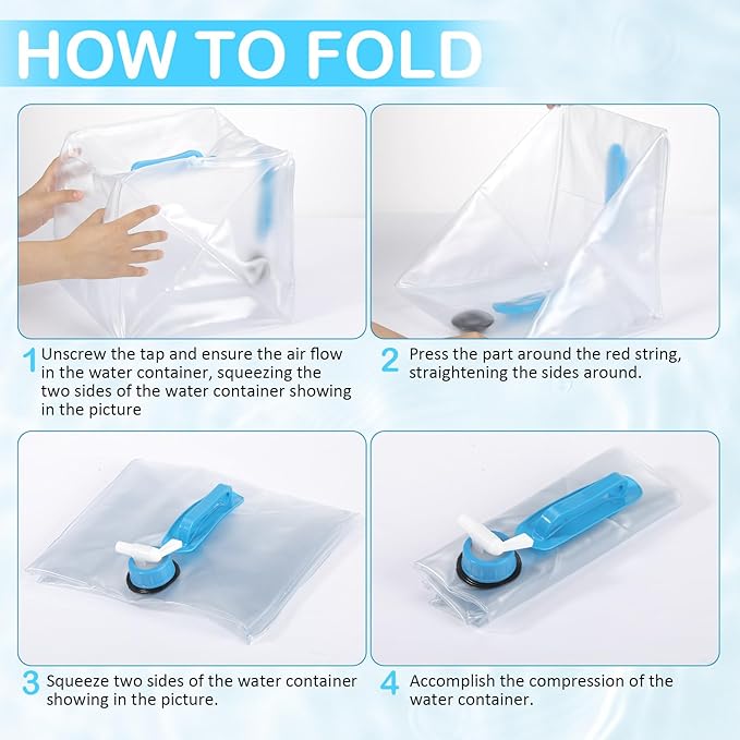 3 Pack Collapsible Water Container with Spigot, Foldable Camping Water Container Portable Camping Storage Carrier Jug for Outdoors Hiking Emergency Kit Backpack(Blue,2.6 Gallon)