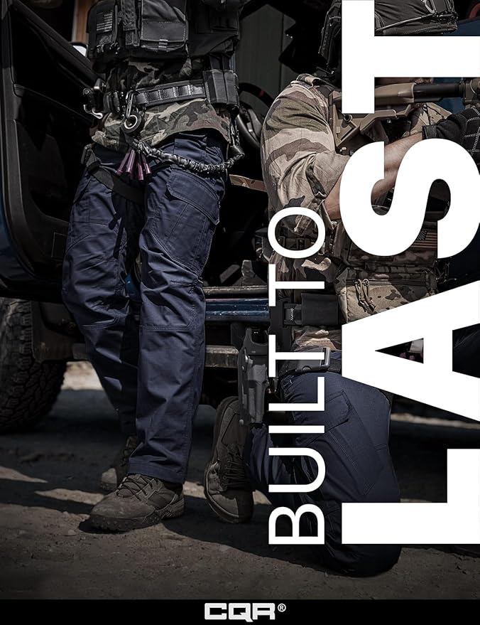 CQR Men's Tactical Pants, Water Resistant Ripstop Cargo Pants, Lightweight EDC Work Hiking Pants, Outdoor Apparel
