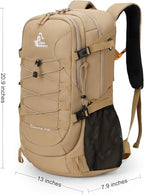 Bseash 40L Waterproof Hiking Camping Backpack with Rain Cover, Outdoor Sport Travel Bag Daypack for Climbing Skiing Cycling (Khaki)