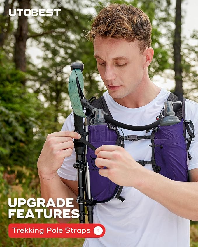 UTOBEST Upgrade Running Hydration Vest 10L, Running Backpack for Women Men Multi-Functional Storage, Adjustable Water Vest for Trail Marathon Race Jogging Cycling