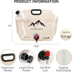 Collapsible Water Container with Spigot, 2.1 Gallon (8L) BPA-Free Portable Water Bladder – Leakproof Foldable Jug for Camping, Emergency Storage, Hiking & Outdoor Travel