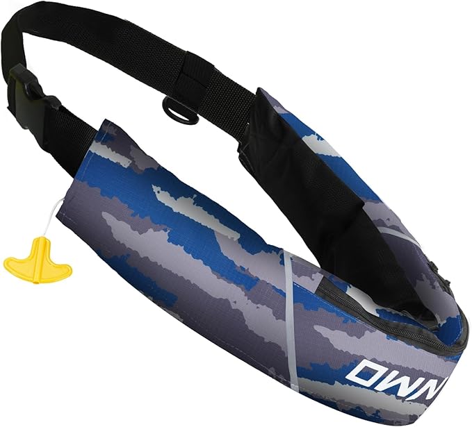 Owntop Manual Inflatable Belt Pack, Adults Swim Jacket with Blowpipe & Whistle, 24g CO2 Cylinder Included, Low Profile for Kayaking, Fishing, Paddle Sports