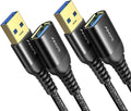 AINOPE 2 Pack USB Extensions Cable High Speed USB 3.0 Extension Cord Type A Male to Female Sturdy Braided Material Fast Data Transfer Compatible with USB Keyboard,Mouse,Flash Drive,Black,10FT+10FT