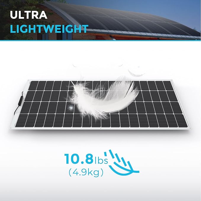 Renogy Flexible Solar Panel 200W, 240° Ultra Flexible 200 Watt Solar Panel 12 Volt for Marine RV Cabin Van Car Uneven Surfaces Off-Grid Essentials