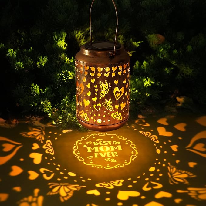 Solar Lanterns Outdoor, Love Mom Lantern Garden Decor Waterproof Decor Light Hanging Solar Lights Yard Decor, Gifts for Women, Gifts for Mom, Gifts for Grandma