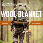 Texas Bushcraft Merino Wool Blanket for Camping Hiking and Backpacking – Water Fire Resistant Camp Car is Fast-Warming Durable with Double-Stitched Edging (66” x 90”) Burnt Orange