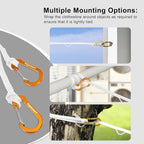 Vigorport Portable Travel Clothesline, Windproof Clothesline with Hang Hole, Indoor and Outdoor Clothes Line for Camping, Hotel, Backyard, Cruise Ship (White, 16.5Ft)
