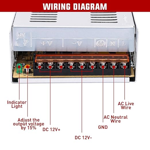 Nilight AC 110V/220V to DC 24V Voltage Converter 15A 360W Switching Power Supply Adapter Transformer Low Voltage Output LED Driver for LED Strip Light Radio CCTV Camera Security Video System