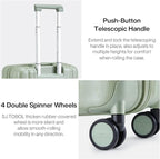 Hanke 14 Inch Underseat Carry On Luggage with Wheels Hard Shell Suitcases Carry On Bag Lightweight Small Mini Suitcase Travel Luggage for Travel（Bamboo Green）