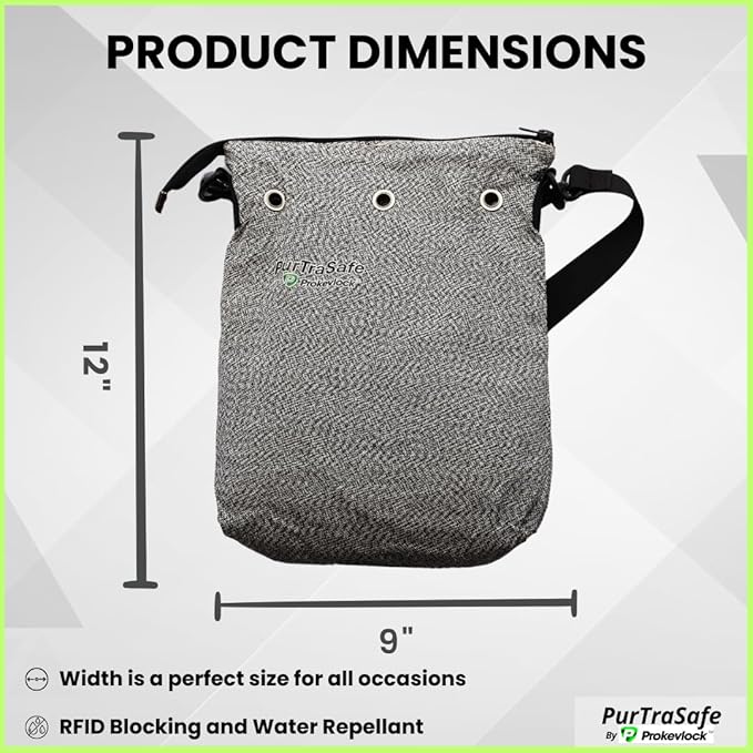PurTraSafe Anti-Theft Crossbody Purse, UHMWPE & HPPE level V Material, Gray, Portable Key Lock Storage Purse for Travel, Camping, Pool, Beach, and More