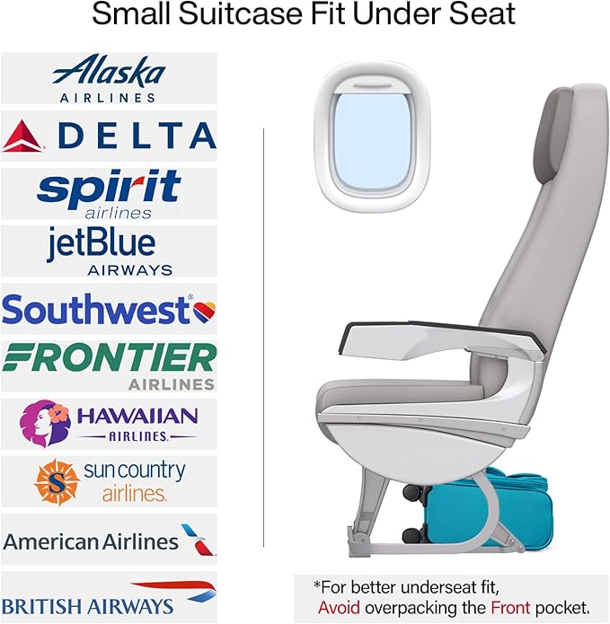 Hanke 16 Inch Underseat Carry On Luggage with Spinner Wheels for Airline, Small Softside TSA Approved Luggage Lightweight Rolling Suitcases Under Seat Travel Carry-On Bag(Caribbean Blue)