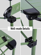 iClimb Lightweight Stable Alu. Folding Square Table Roll Up Top with Carry Bag for Camping Picnic Backyards BBQ Camp Kitchen (Green, S)