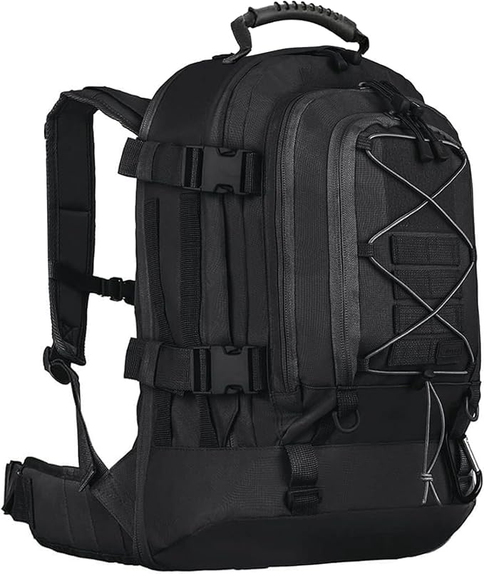 Tactical Backpack Military Hiking Daypack - Molle Backpack for Men 3 Day Assault Pack Bug Out Bag for Camping Travel Army Hunting Gym Rucksack Survival (Black)