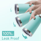 20 oz Tumblers Bulk Stainless Steel Tumbler with Lid Double Wall Vacuum Insulated Coffee Mug 20oz Powder Coated Cup for Hot and Cold Drinks, Turquoise, 6 pack