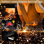 14.4" Hatchet, Camping Hatchet, Hand Forged Axe with Sheath, Bushcraft Axe with 1065 Carbon Steel and Beech Handle for Wood Chopping – Perfect for Outdoor Survival and Adventures