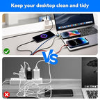 6 in 1 Multiple Charging Cable, 2Pack 6Ft Multi Chargers Cord for All Devices Braided USB A/C to Lightning/Type C/Micro USB Ports Universal Charger Cable for iPhone Series/Samsung/Tablets/PS and More
