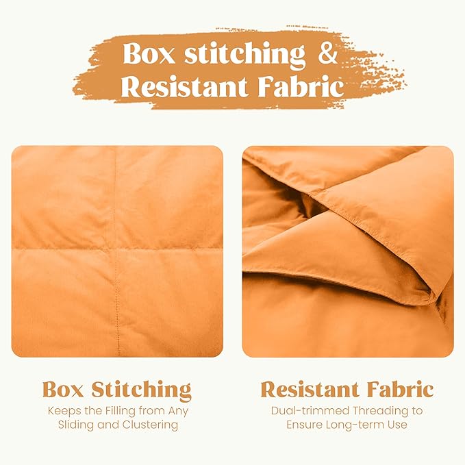 puredown® Soft Feather Down Throw Blanket Lightweight Packable Couch Throw for Indoor and Outdoor Use, 50"X70", Orange