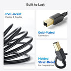Cable Matters USB Printer Cable - 6ft, USB A to B Cable, Compatible with Printer, External Hard Drive, Audio Interface, Scanner, MIDI Controller, MIDI Keyboard, Black