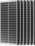 600 Watt Bifacial Solar Panel 6pcs 100 Watt, 18BB Monocrystalline Dual-Sided 12V/24V High Efficiency Module for RV, Boat, Cabin, Camping, Off-Grid Power Systems