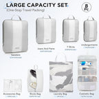 8 Set Compression Packing Cubes for Travel Essentials,Compressible Expandable Packing Cubes for Suitcase,OlarHike Luggage Organizer Bags for Travel,Handy Helper for Organizing Clothes(White)