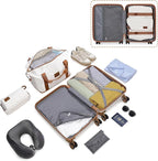 Kono Suitcase Set 3 Piece Carry On Hardside Luggage with TSA Lock Spinner Wheels (Cream White, 20in)