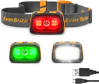 EverBrite Rechargeable Headlamp - 350 Lumens Headlight with Red/Green Light and Tail Light, 7 Lighting Modes with Memory Function, Perfect for Trail Running, Camping and Hiking