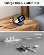 INIU 3 in 1 Wireless Charging Station, Qi2 Certified 15W Travel Charger for Apple Multiple Devices, Foldable Magnetic Wireless Charger Stand for iPhone 17 16 15 14 13 12 Series Apple Watch AirPods