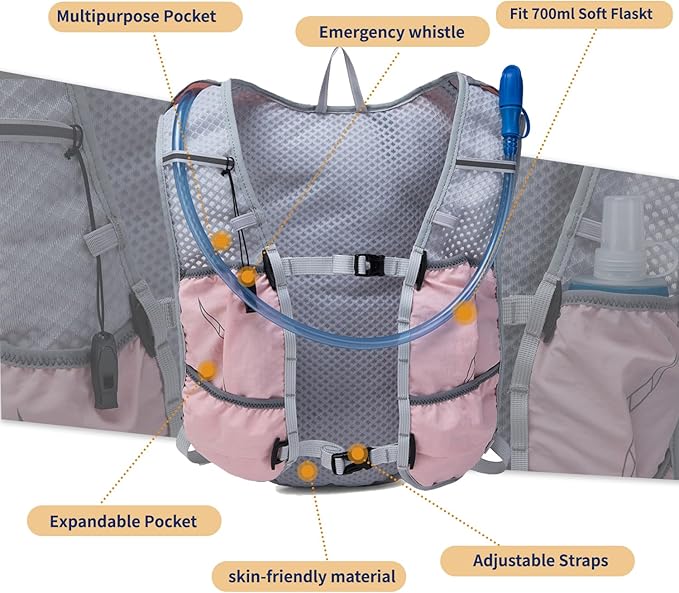 Lightweight Running Vest for Women and Men Hydration Backpack Pack with 1.5L Water Bladder Bag for Hiking Trail Running Gear Cycling Marathon
