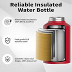 WATERSY 1 Gallon Water Bottle Insulated(Cold for 48 Hrs),BPA Free&Leak Proof,128oz Stainless Steel Water Jug,Big thermo,Large Water Bottle with Handle for Gym,Hiking,Camping&Travel,Red