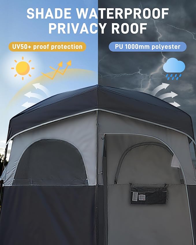 KingCamp Shower Tent, Portable Privacy Tent Outdoor Camping 1/2 Room Toilet Tents with Shower Bag & Dressing Room for Beach, Camping & Hiking