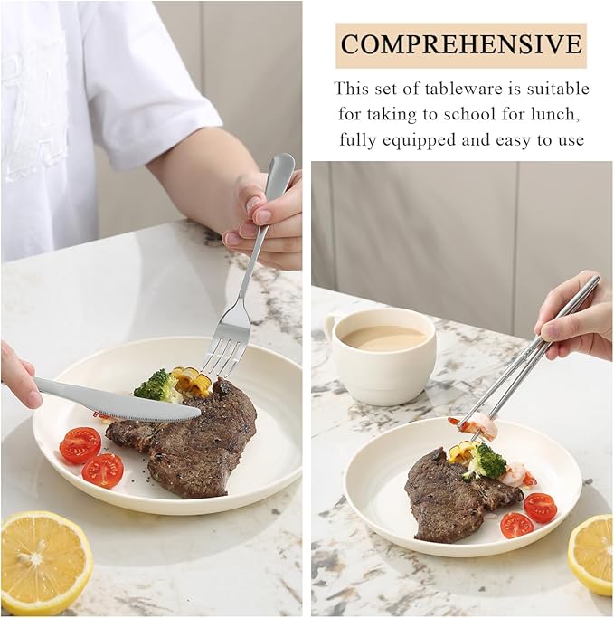 Camping Essentials Set, HOMQUEN Camping Plates and Bowls Set, Coffee Mug, Travel Cutlery Set Include Spoon, Fork, Knife for Work, Outdoor,Picnic, Camp （White）