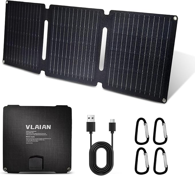 30W Portable Solar Panel,Foldable Solar Panels Charger for Camping Hiking Outdoor,IP65 ETFE Waterproof Panel Solar Kit with 3 Transfer Conectors,DC/Type-C/USB/QC3.0 Output