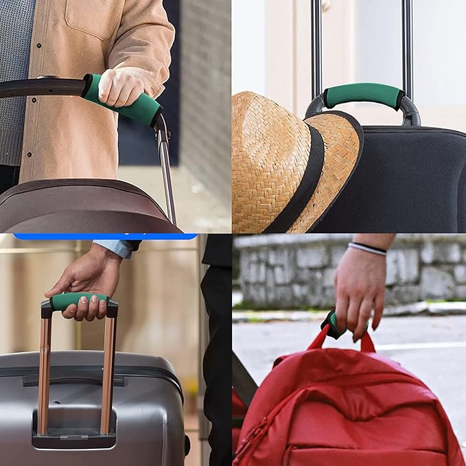 2 Pack Luggage Handle Wraps for Suitcase, Bright Color Comfort Soft Handle Covers (Green)